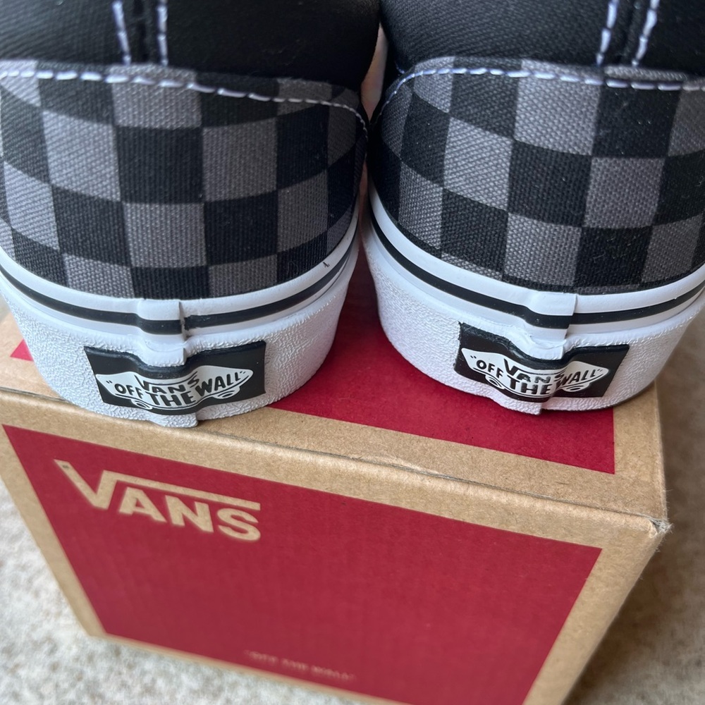Vans black checkerboard classic slip on sneakers shoes sz 8 - Picture 2 of 7